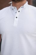 Erkek çizgi Dokulu çıtçıt Yakalı Kısa Kollu T-shirt resmi